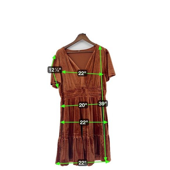 Orange Velvet Dress Women's Cocktail Party Dress Fall Winter Babydoll Fit Flare - Picture 9 of 9